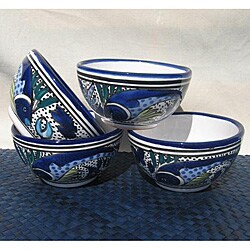 Set of 4 Aqua Fish Soup/ Cereal Bowls (Tunisia)