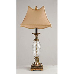 CUT GLASS AND ANTIQUE BRASS COLUMN TABLE LAMP | OVERSTOCK.COM