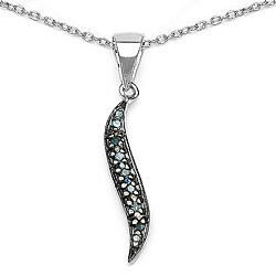 Sterling Silver Blue Diamond Curve Necklace