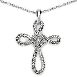 Sterling Silver Diamond Cross Necklace