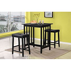 Nova 3-piece Counter Height Black Table/ Chairs Set