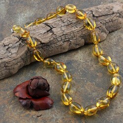 Silver Honey Baltic Amber Beaded Necklace (Poland)