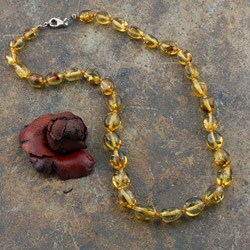 Silver Honey Baltic Amber Beaded Necklace (Poland)
