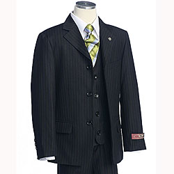 BJK Collection Boy's Striped Navy Blue Suit