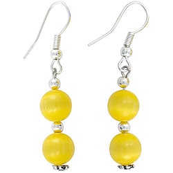 Silver Yellow Fusion Glass Earrings (Thailand)