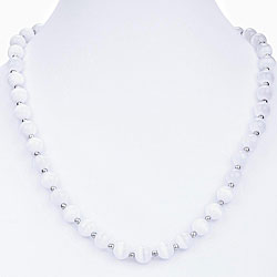 Silver White/ Grey Fusion Glass Necklace (Thailand)