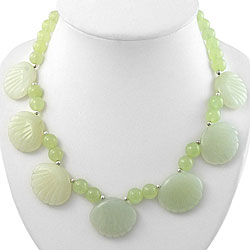 Silver/ Agate 'Bead and Seashell' Necklace (Thailand)