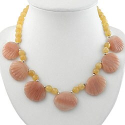 Agate 'Shells' and Silver Necklace (Thailand)