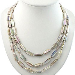 Mother of Pearl and Silver Three-Strand Necklace (Thailand)
