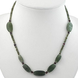 Silver, Serpentine and Garnet Necklace (Thailand)