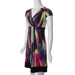 Sangria Women's V-neck Ribbon Trim Dress 