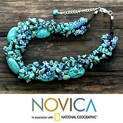 Reconstituted Turquoise 'Gush' Beaded Necklace (Thailand)