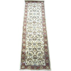 Indo Beige/ Rust Wool Rug (2'6 x 8)