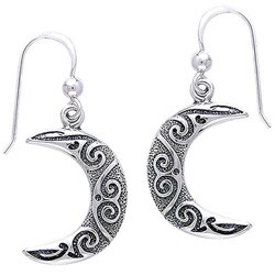 Sterling Silver Spiral Moon Celtic Earrings