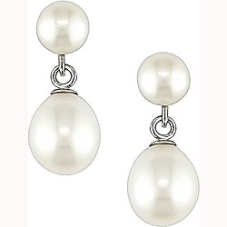 Sterling Silver White FW Pearl Earrings (8-8.5 mm) (Set of 6)