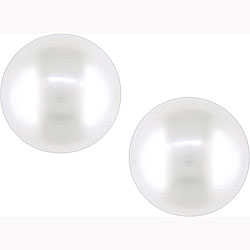 14k Gold White Freshwater Round Pearl Earrings (10-10.5 mm) (Case of 6)