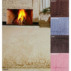Hand-woven Flokati Shag Wool Rug (5' Round)