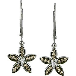 10k Gold 1/4ct Brown and White Diamond Earrings