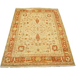 Indo Oushak Vegetable-dyed Ivory/ Rust Rug (10'2 x 13'11)