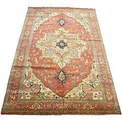 Indo Serapi Vegetable-dyed Rust/ Ivory Rug (10' x 16')