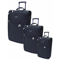 J World Wheeled 3-piece Black Luggage Set