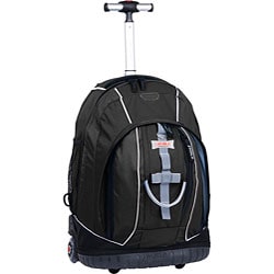 J World 'Twinkle' Black/ Blue Rolling Backpack with Lightning Wheels