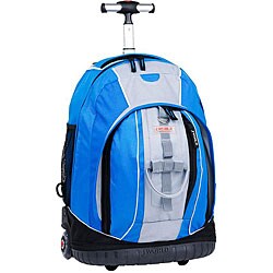 J World 'Twinkle' Blue/ Black Rolling Backpack with Lightning Wheels
