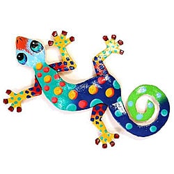 Recycled Oil Drum Painted Florida Design Gecko (Haiti)