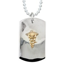 Sterling Silver and 10k Gold Medical ID Dog Tag Necklace