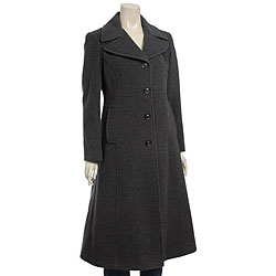 DKNY Women's Petite Long Wool Coat
