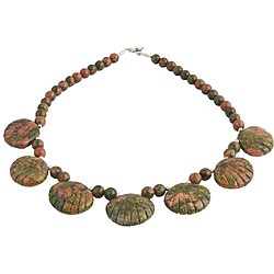 Silver and Unakite 'Seashell' Necklace (Thailand)