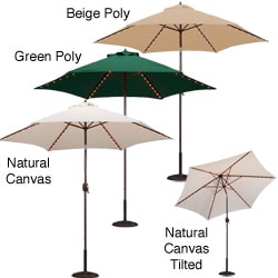 Lighted Aluminum 9-foot Market Umbrella w/Tilt