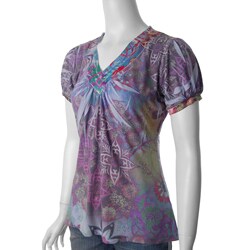 California Bloom Women's V-neck Sublimation Print Top