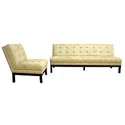 Light Seafoam Green Microfiber Sofa and Chair Set
