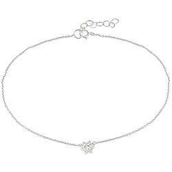 Icz Stonez Sterling Silver Cubic Zirconia Flower Anklet
