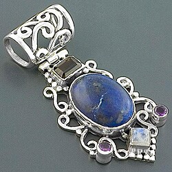 Sterling Silver and Multi-gemstone Pendant (India)