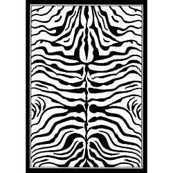 Alexa Zebra Animal Print Black/ White Rug (7'10 x 10'10)