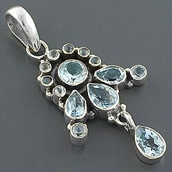 Sterling Silver Blue Topaz Pendant (India)