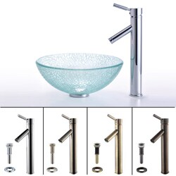 Kraus Broken Glass Sink and Sheven Bathroom Faucet