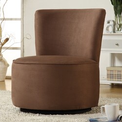 Moda Dark Brown Microfiber Round Swivel Chair