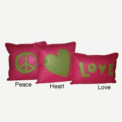 Felt Applique Pink/ Green Pillow
