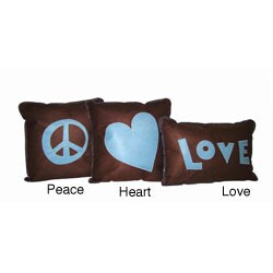 Felt Applique Coffee Bean/ Aqua Pillow