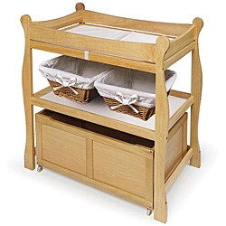 Natural Changing Table with Lower Storage Cart