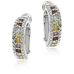 Glitzy Rocks Sterling Silver Gemstone Semi-hoop Earrings