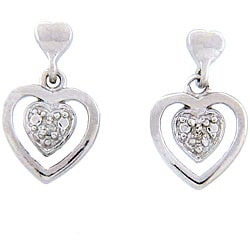 Sterling Silver Diamond Accent Heart Earrings
