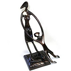 Bronze 'Dancing Mother and Child' Sculpture (India)