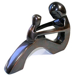 Bronze 'Mother and Child Sitting' Sculpture (India)