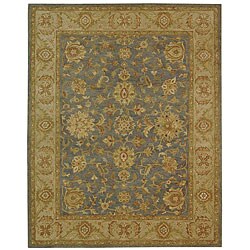 Handmade Antiquities Jewel Grey Blue/ Beige Wool Rug (12' x 15')