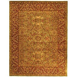 Handmade Taj Mahal Green/ Rust Wool Rug (12' x 15')