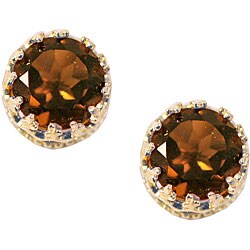 10k White Gold Smokey Quartz Stud Earrings